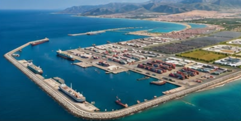 Vue aérienne du complexe portuaire Nador West Med